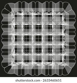 Siermaaswijdte. Ingewikkeld lijnenpatroon. Decoratieve frame vector. Witte rasterachtergrond.