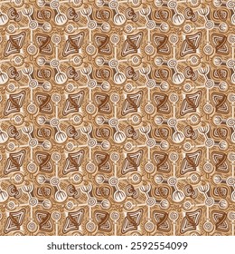 Ornamental modern doodle seamless pattern vector featuring hand-drawn shapes. Perfect for textiles, wallpapers, backgrounds, and decorative designs. 