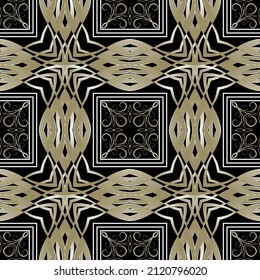 Ornamental modern seamless pattern. Colorful patterned tribal ethnic background. Vector repeat decorative backdrop. Beautiful abstract ornaments. Floral design with geometric shapes, flowers, lines.