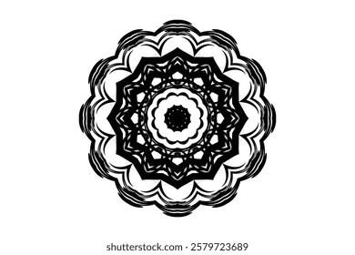 Ornamental Monochromatic Mandala with a Central Dot	
