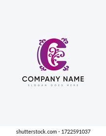 Ornamental  monogram letter C  logo template, Vector logo for business and company identity 