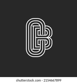 Ornamental monogram OB or BO logo letters identity, linked two linear letters O and B logotype old style for business card.