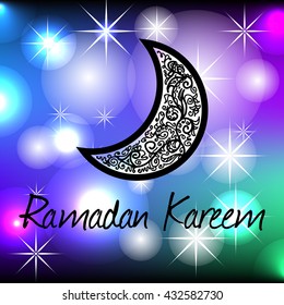 Ornamental moon.  Ramadan greeting card. Invitation for muslim community holy month Ramadan Kareem. Mesh Vector illustration EPS10.