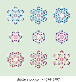Ornamental mosaic logo template set symbols icons
