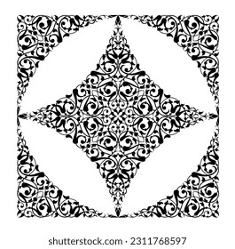 Ornamental motif design pattern, suitable for calligraphy, posters, invitation cards, engraving, interior decoration. Can also be used as a background for frame decoration. Vector illustration. 