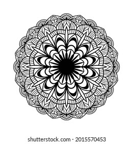 Ornamental motif mandala pattern for coloring book, invitation card, book cover with white background