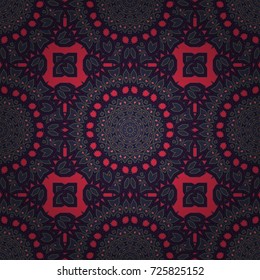 Ornamental motifs of the Indian fabric patterns. Paisley floral oriental ethnic seamless pattern. Vector Arabic ornament in brown, pink and violet colors.