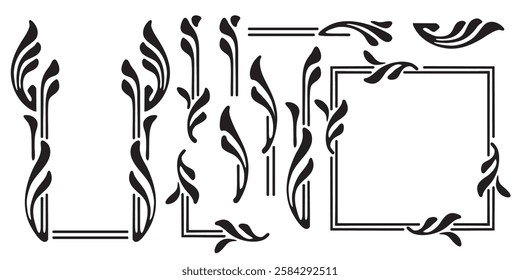 Ornamental motifs for making Art Nouveau style borders and frames