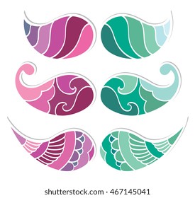 Ornamental mustache. Colorful paisley pattern. Oriental 
ornament. Contemporary design element.