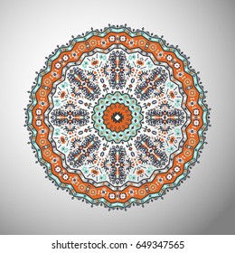 Ornamental olorful geometric mandala in aztec style. Oriental pattern, vector illustration