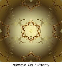 Ornamental oriental ornament in the style of baroque. Vector traditional classic golden ornamental pattern on brown, neutral and yellow colors.