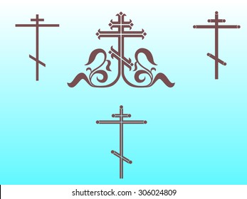 Ornamental orthodox cross, geometric orthodox crosses. 