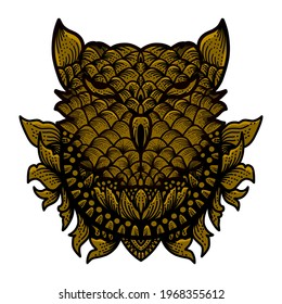 Diseño gráfico de cabeza de búho ornamental adecuado para pegatinas, camisetas, etc., ilustraciones vectoriales