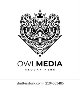 Ornamental Owl Logo Design Template