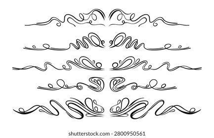 Ornamental page border collection. Elegant fluid lines decoration.