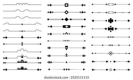 Ornamental Page border divider black line set for calligraphic aesthetic certificate design element 