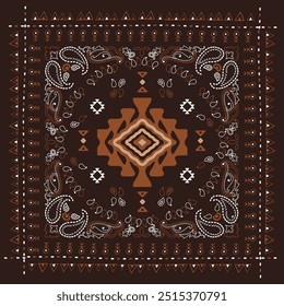 Ornamental paisley with ethnic aztec graphic for bandana or any design