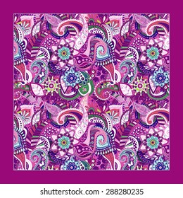 Ornamental Paisley pattern, design for pocket square, textile, silk shawl