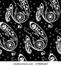 Ornamental paisley pattern, hand drawn seamless background, for wallpaper, wrapping, textile