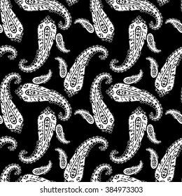 Ornamental paisley pattern, hand drawn seamless background, for wallpaper, wrapping, textile