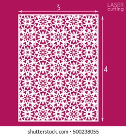 Ornamental panel with pattern, die cutting. May be use for laser cutting. Lazer cut card. Template of wedding invitation. Cabinet fretwork panel. Lasercut metal panel. Wood carving.