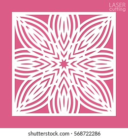 Ornamental panel with pattern, die cutting. May be use for laser cutting. Lazer cut card. Template of wedding invitation. Cabinet fretwork panel. Lasercut metal panel. Wood carving. 