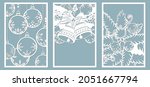 Ornamental panels christmas tree with christmas toys. Laser cut decorative lace borders patterns. Set of bookmarks templates. Image suitable for laser cutting, plotter cutting or printing. 
serigraphy