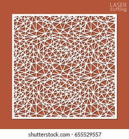 Ornamental panels template for cutting exterior. May be use for laser cutting. Silhouette geometric pattern. Cabinet fretwork polygonal perforated panel. Metal, paper or wood carving. Outdoor screen.