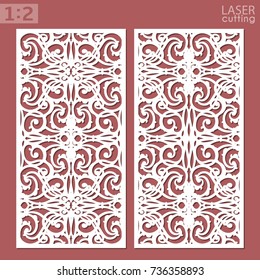 Ornamental panels template for cutting. May be use for laser cutting. Lazer cut card. Silhouette pattern. Cutout paperwork. Cabinet fretwork panel. Lasercut metal panel. Wood carving