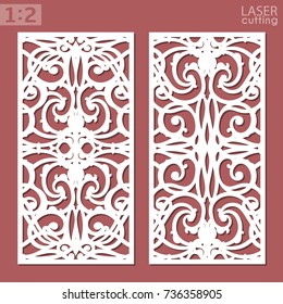 Ornamental panels template for cutting. May be use for laser cutting. Lazer cut card. Silhouette pattern. Cutout paperwork. Cabinet fretwork panel. Lasercut metal panel. Wood carving