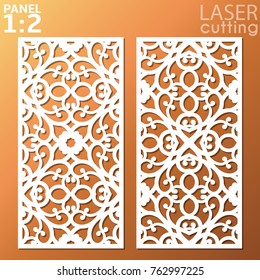 Ornamental panels template for cutting. May be use for laser cutting. Lazer cut card. Silhouette pattern. Cutout paperwork. Cabinet fretwork panel. Lasercut metal panel. Wood carving