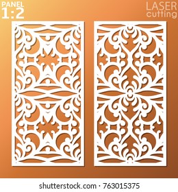 Ornamental panels template for cutting. May be use for laser cutting. Lazer cut card. Silhouette pattern. Cutout paperwork. Cabinet fretwork panel. Lasercut metal panel. Wood carving