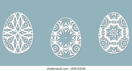 Ornamental paper eggs for Easter holidays. Vector format