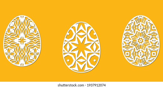 Ornamental paper eggs for Easter holidays. Vector format