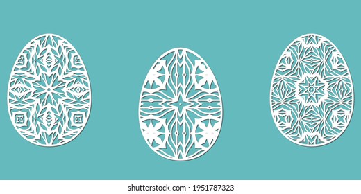 Ornamental paper eggs for Easter holidays. Vector format