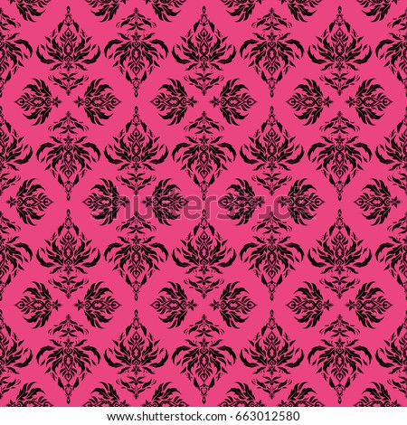 Ornamental Patter Black Pink Colors Vector Stock Vector Royalty