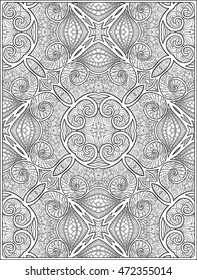 Ornamental pattern  Antistress relaxation Coloring book for adult and older children. Outline drawing coloring page.  Vector illustration. 