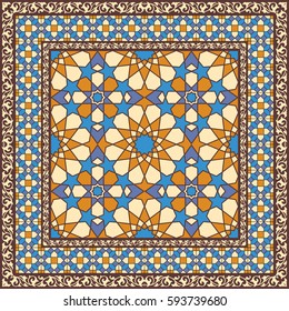 Ornamental pattern in arabic style, traditional islamic ornament. Stained glass or mosaic background
