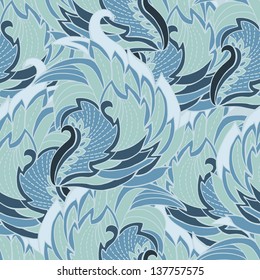 Ornamental pattern in blue tones