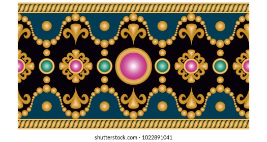 Ornamental pattern border for fabrics, wallpaper and ceramics in classical style