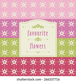 The ornamental pattern with bright colors flowers drawn on a beige background