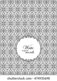 Ornamental pattern with decorative frame for text. Anti-stress relaxation Coloring book for adult and older children. Outline drawing coloring page.  Vector illustration. 