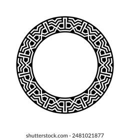 Ornamental pattern design circle frame. Ornamental Circular Knot Pattern. Border pattern design