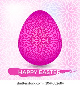 Ornamental pattern egg with vintage elements and inscription: Happy Easter!
