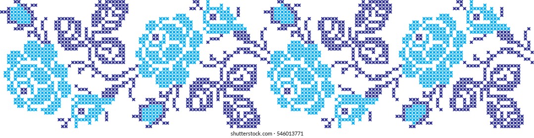 ornamental pattern embroidered roses cross national