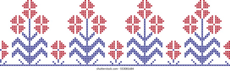 ornamental pattern embroidered roses cross national