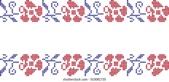 ornamental pattern embroidered roses cross national
