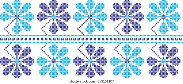 ornamental pattern embroidered roses cross national