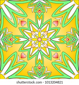Ornamental pattern for fabric, ceramics and wallpapers in floral style