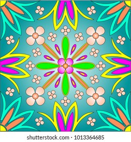 Ornamental pattern for fabric, ceramics and wallpapers in floral style